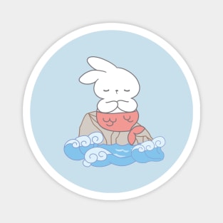 Cute Bunny relaxing in the beach Magnet